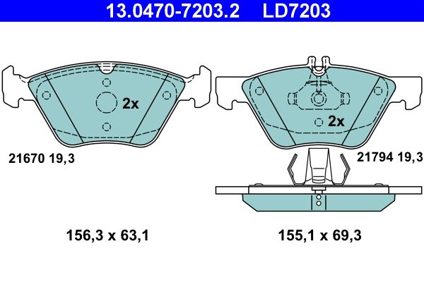 Brake Pad Set, disc brake ATE 13.0470-7203.2