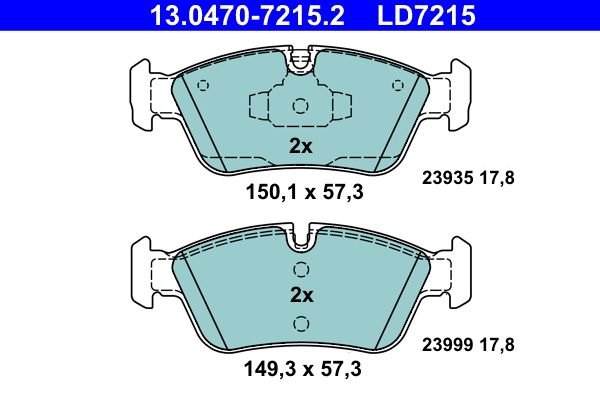 Brake Pad Set, disc brake ATE 13.0470-7215.2