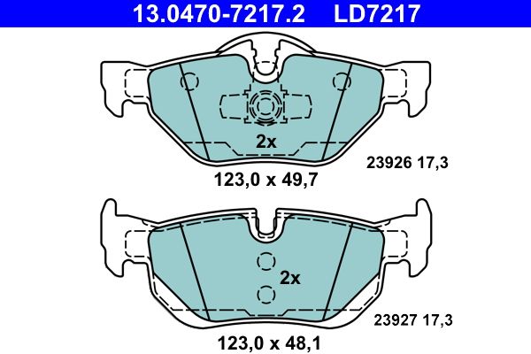 Brake Pad Set, disc brake ATE 13.0470-7217.2