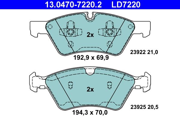 Brake Pad Set, disc brake ATE 13.0470-7220.2