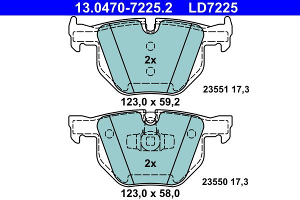 Brake Pad Set, disc brake ATE 13.0470-7225.2