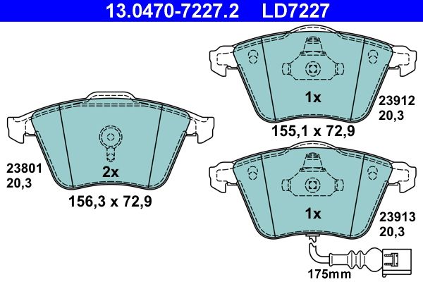 Brake Pad Set, disc brake ATE 13.0470-7227.2