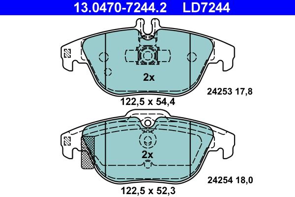 Brake Pad Set, disc brake ATE 13.0470-7244.2