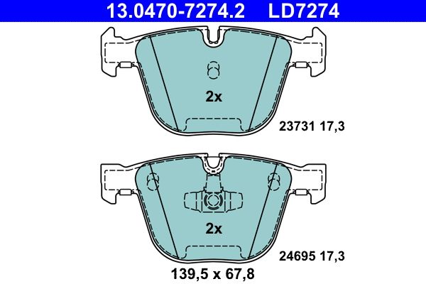 Brake Pad Set, disc brake ATE 13.0470-7274.2