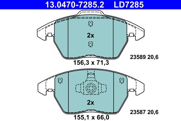 Brake Pad Set, disc brake ATE 13.0470-7285.2