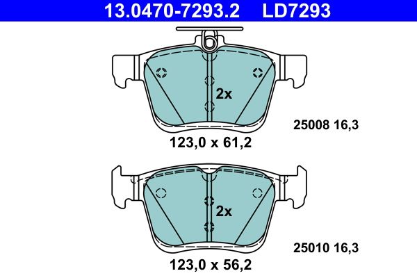 Brake Pad Set, disc brake ATE 13.0470-7293.2