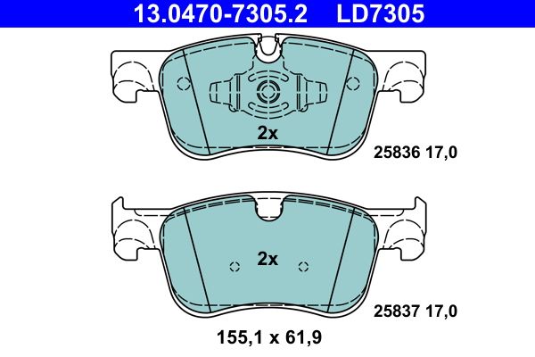 Brake Pad Set, disc brake ATE 13.0470-7305.2