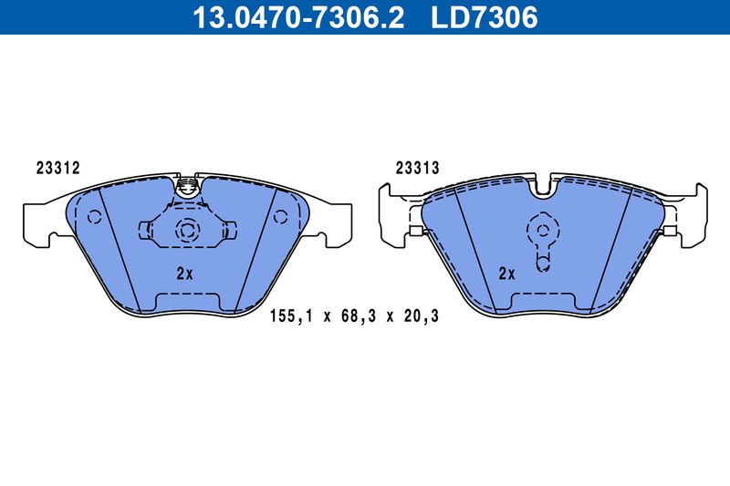 Brake Pad Set, disc brake ATE 13.0470-7306.2