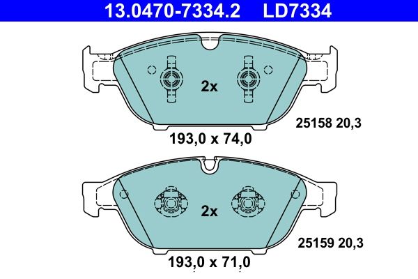 Brake Pad Set, disc brake ATE 13.0470-7334.2