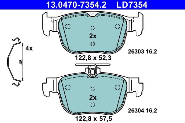 Brake Pad Set, disc brake ATE 13.0470-7354.2