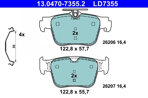 Brake Pad Set, disc brake ATE 13.0470-7355.2