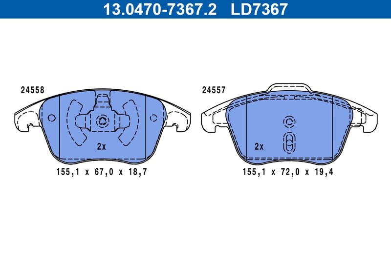 Brake Pad Set, disc brake ATE 13.0470-7367.2