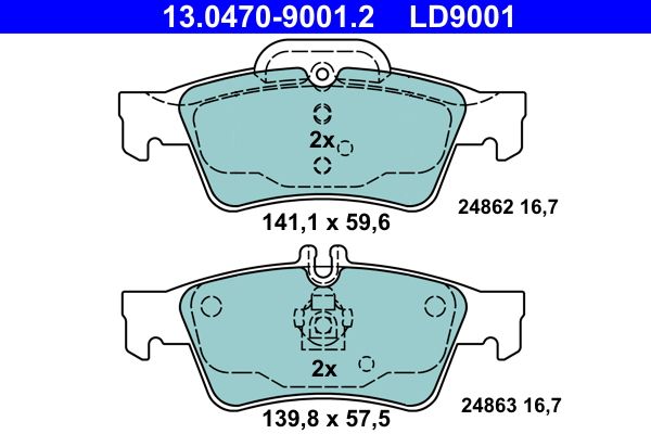 Brake Pad Set, disc brake ATE 13.0470-9001.2