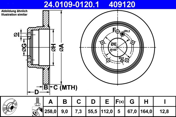 Brake Disc ATE 24.0109-0120.1