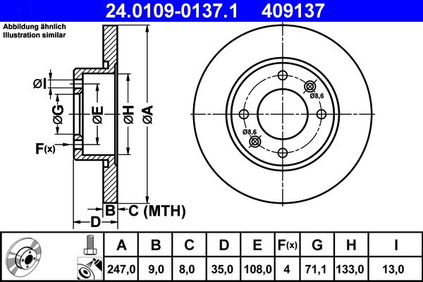 Brake Disc ATE 24.0109-0137.1