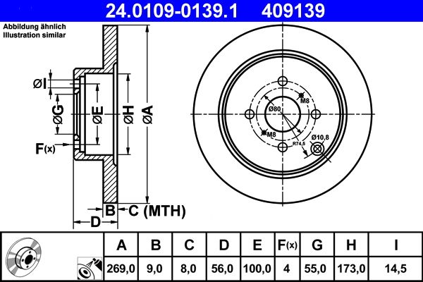 Brake Disc ATE 24.0109-0139.1