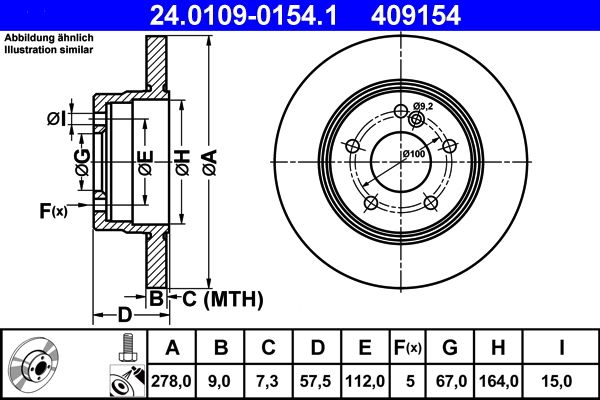 Brake Disc ATE 24.0109-0154.1