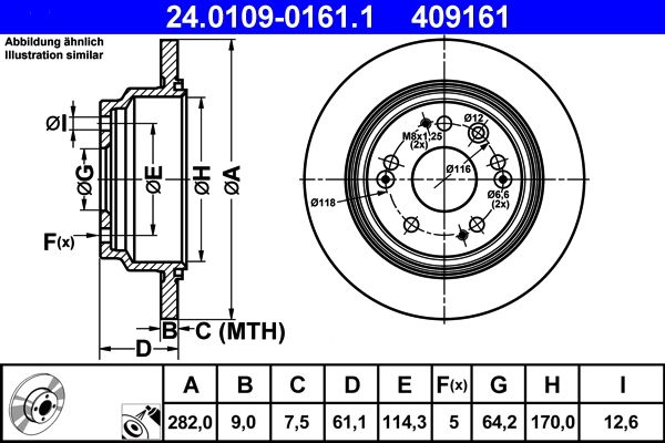 Brake Disc ATE 24.0109-0161.1