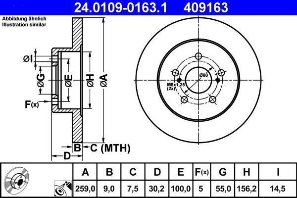 Brake Disc ATE 24.0109-0163.1