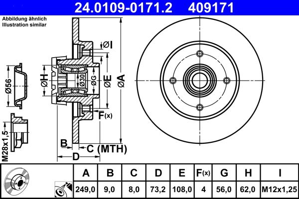 Brake Disc ATE 24.0109-0171.2