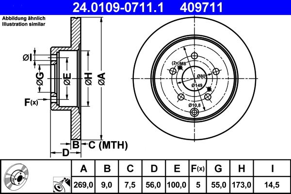 Brake Disc ATE 24.0109-0711.1