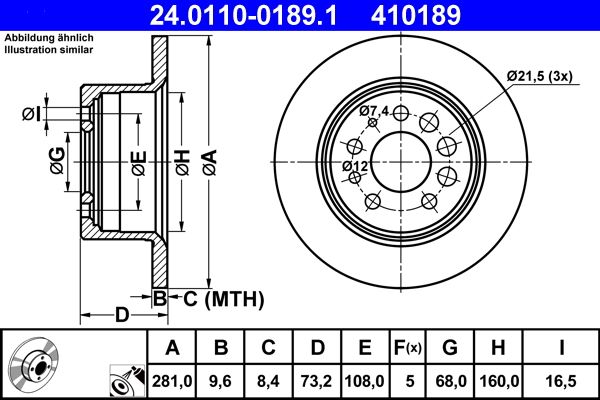 Brake Disc ATE 24.0110-0189.1