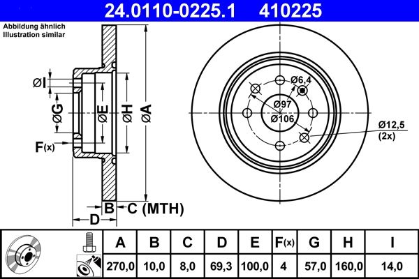 Brake Disc ATE 24.0110-0225.1