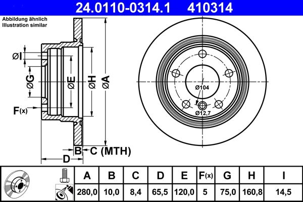 Brake Disc ATE 24.0110-0314.1