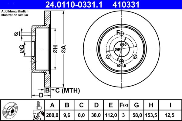 Гальмівний диск ATE 24.0110-0331.1