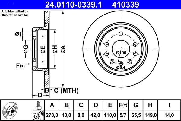 Brake Disc ATE 24.0110-0339.1