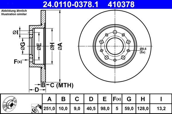 Brake Disc ATE 24.0110-0378.1