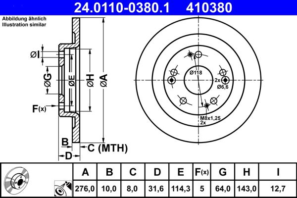 Brake Disc ATE 24.0110-0380.1