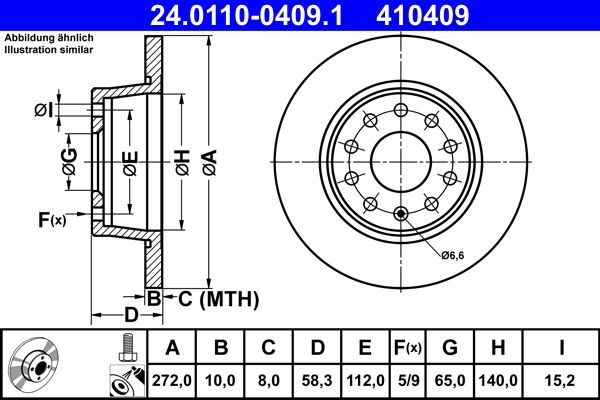 Brake Disc ATE 24.0110-0409.1