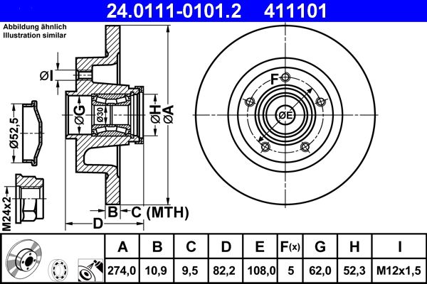 Brake Disc ATE 24.0111-0101.2