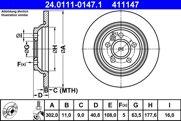 Brake Disc ATE 24.0111-0147.1