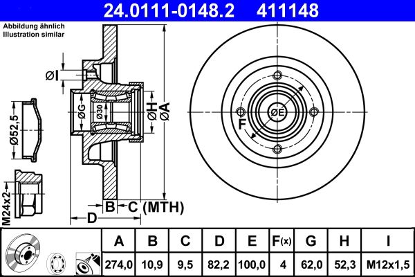 Brake Disc ATE 24.0111-0148.2