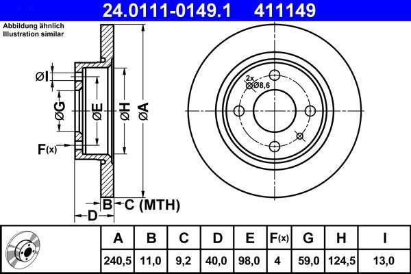 Brake Disc ATE 24.0111-0149.1