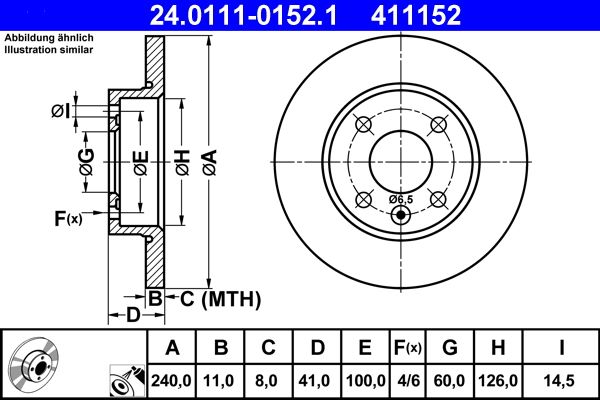 Brake Disc ATE 24.0111-0152.1