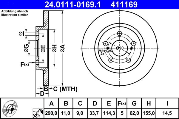 Brake Disc ATE 24.0111-0169.1