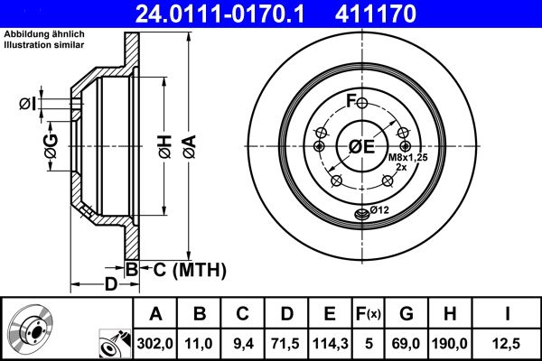 Brake Disc ATE 24.0111-0170.1