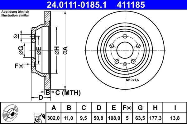 Brake Disc ATE 24.0111-0185.1