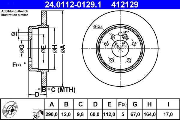 Brake Disc ATE 24.0112-0129.1