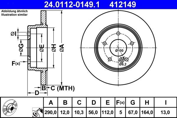 Brake Disc ATE 24.0112-0149.1