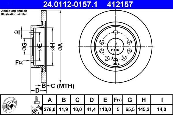 Brake Disc ATE 24.0112-0157.1