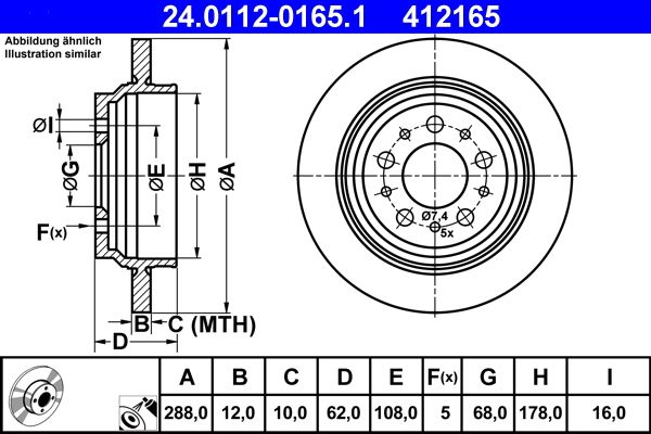 Brake Disc ATE 24.0112-0165.1