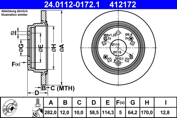 Brake Disc ATE 24.0112-0172.1