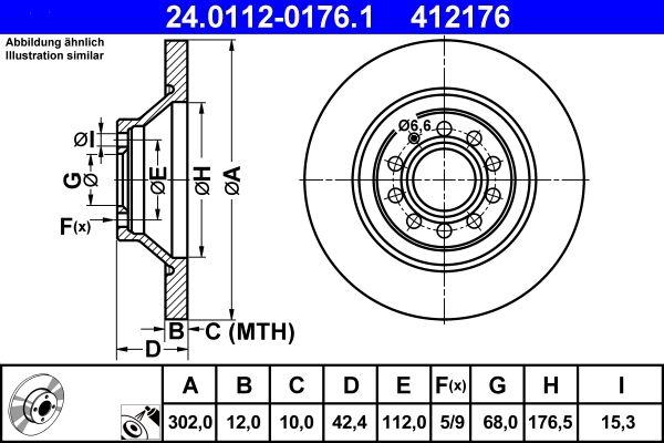 Brake Disc ATE 24.0112-0176.1