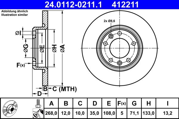 Brake Disc ATE 24.0112-0211.1