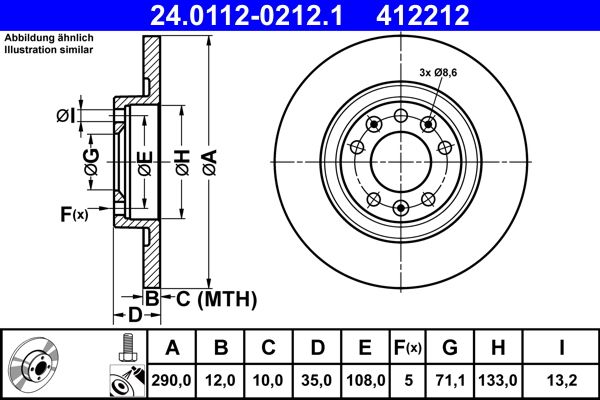 Brake Disc ATE 24.0112-0212.1