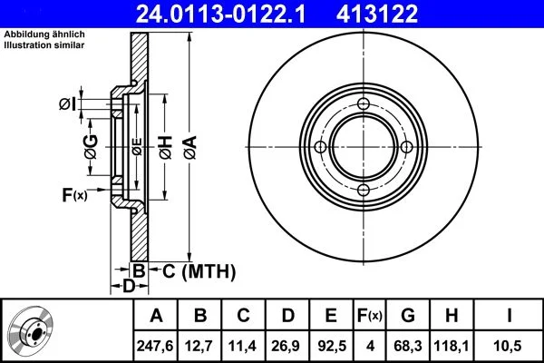 Stabdžių diskas ATE 24.0113-0122.1